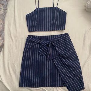 Essue two piece blue stripped top and skirt set